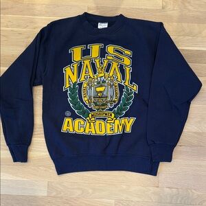 US Naval Academy VINTAGE Navy Blue CREWNECK SIZE L